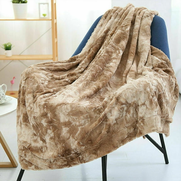 Soft Faux Fur Throw Blanket Fuzzy Tie-Dyeing Blanket for Bed Couch Living Room Bedroom Office