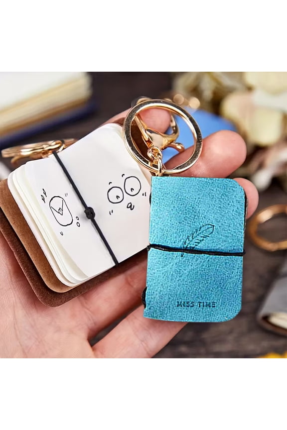 Soft Faux Leather Mini Ledger Keychain, Portable Notebook Pendant, 2-in-1 Keychain Accessory for School, Compact Paper Notebook for Backpacks, Purses, Keyrings and Daily Jotting