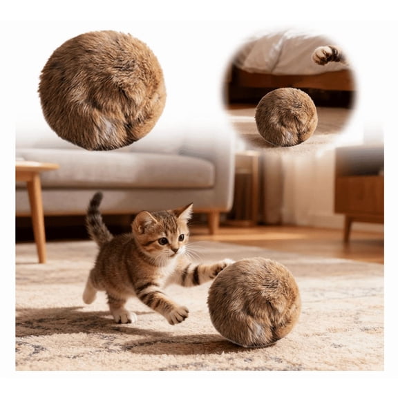 Soft Faux Rabbit Fur Catnip Toy Balls, Fluffy Interactive Chase Plaything, Washable Indoor Exercise & Bonding Accessory for Indoor Play - (3.14"_no Catnip)