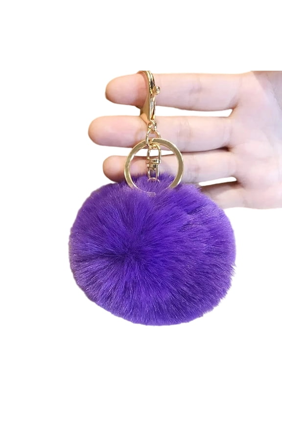 Soft Faux Rabbits Furs Keychain Pendant Lightweight 8cm Furs Ball Rings For Bag Car Keys Jewelry Decoration