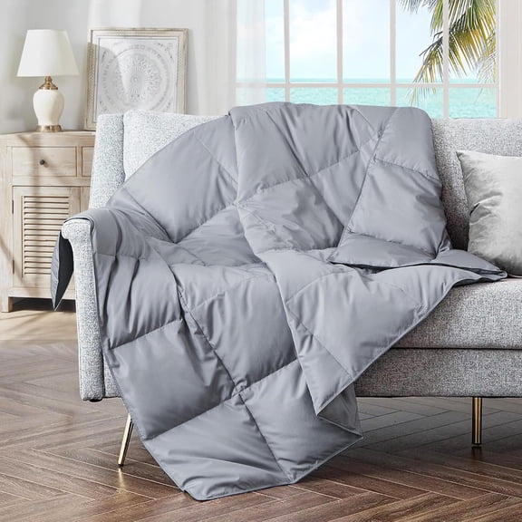 Soft Feather Down Throw Blanket 50" X 70" Alloy Gray