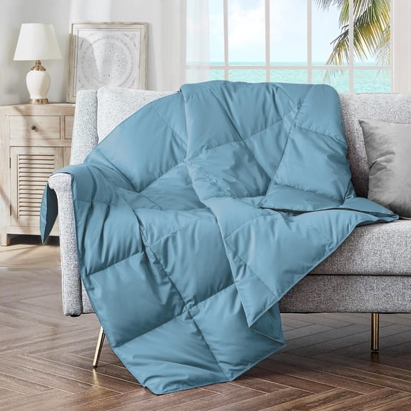 Soft Feather Down Throw Blanket Lightweight Packable Couch Throw for Indoor and Outdoor Use, Throw 50"X70"