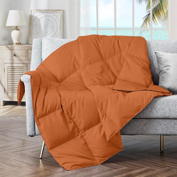 Soft Feather Down Throw Blanket Lightweight Packable Couch Throw for Indoor and Outdoor Use, Throw 50"X70"
