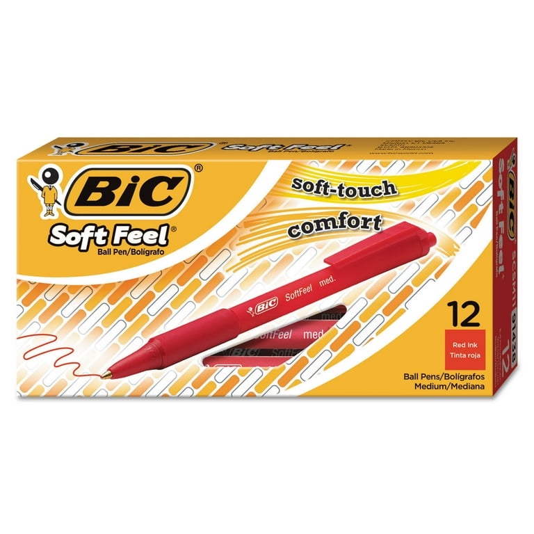 Soft Feel Ballpoint Pen, Retractable, Medium 1 mm, Red Ink, Red Barrel, Dozen Soft Feel Ballpoint Pen, Retractable, Medium 1 mm, Red Ink, Red Barrel, Dozen