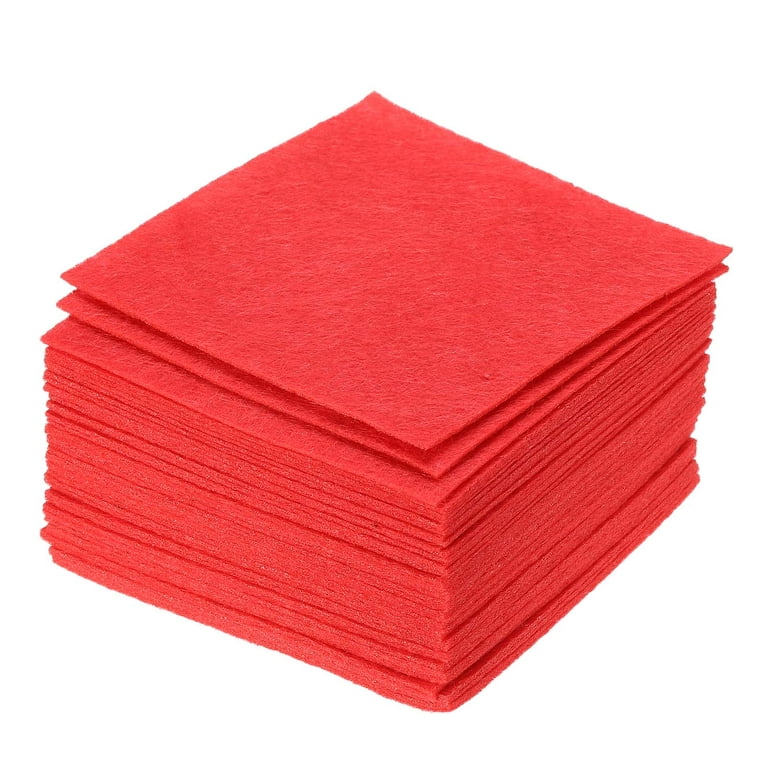 Uxcell Soft Felt Sheets Fabric Craft Sheets Red 4 inch x 4 inch 21 Pcs