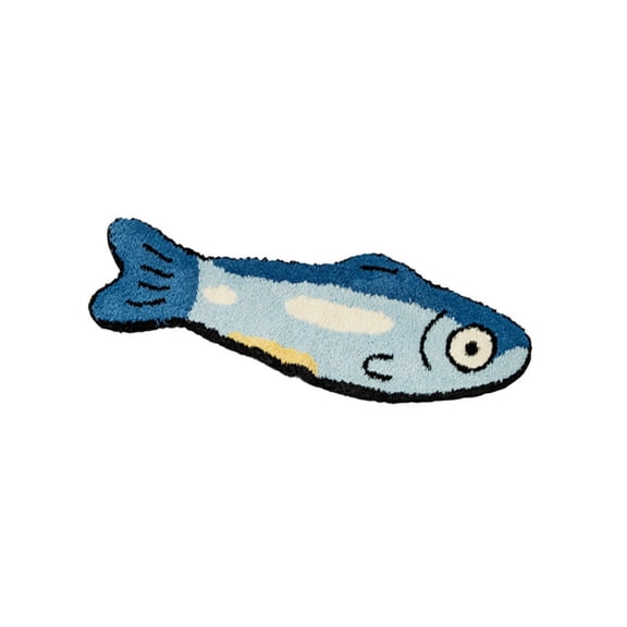Soft Fish Flocking Carpet for Kids' Playrooms, Flocking Rug Floor Mats, Slip-Resistant Base & Easy Design