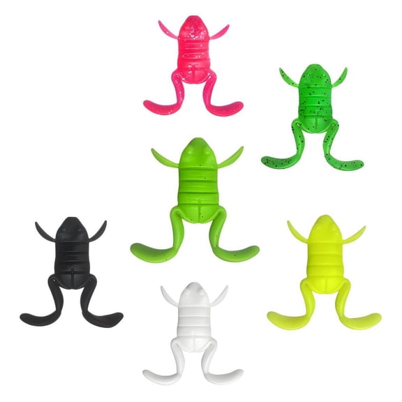 Soft Fishing Frog Lures 5 Pack, Weedless Hollow Body Topwater Bass Lure with Realistic Kicking Legs, PTR Material for Blackfish Pike Fishing Tackle