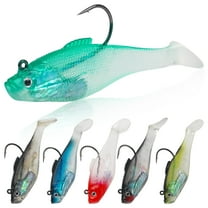 Soft Fishing Lures Pre-Rigged Swimbait Jig Head Paddle Tail Swim Baits Swim Shad Lures Soft Plastic Swimbait Bass Trout Walleye Sinking Baits Fishing Lures Kit for Saltwater Freshwater