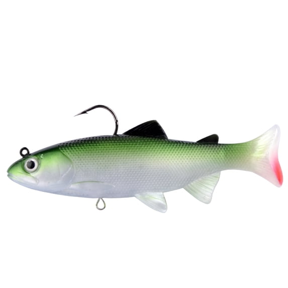 Soft Fishing Tackle Jig Head Trout Design with Hooks for Freshwater and Saltwater Fishing 4.7 Inches Green