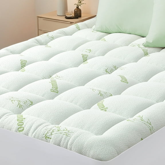 YESBEDS Mattress Topper, Bamboo Viscose Mattress Pad and Protector for Back Pain Relief, Soft Quilted Bedding Upgrade, Twin .
