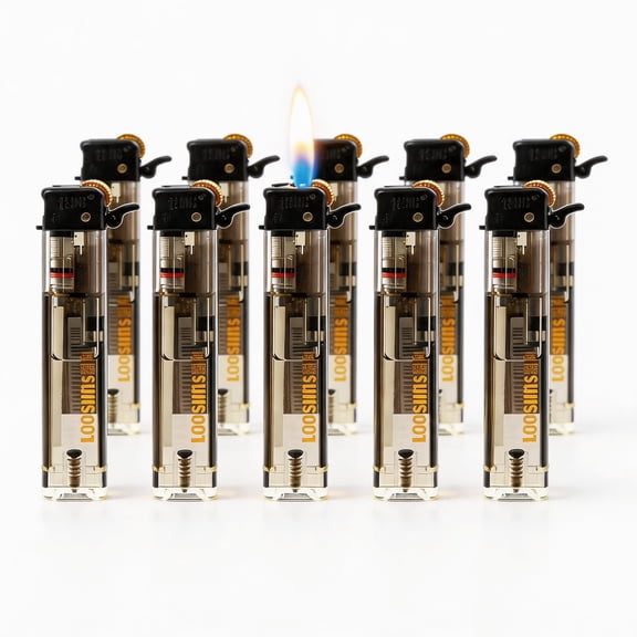 Soft Flame Lighter,10 Pack,Refillable Butane Flintwheel Lighters, Adjustable Flame Visible Gas Tank for Camping ,Hiking,BBQ,Drill