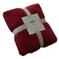 thumbnail image 1 of Soft Flannel Blankets Winter Warm Blankets for Beds Solid Striped Minks Throw Sofa Bedspread(E), 1 of 2