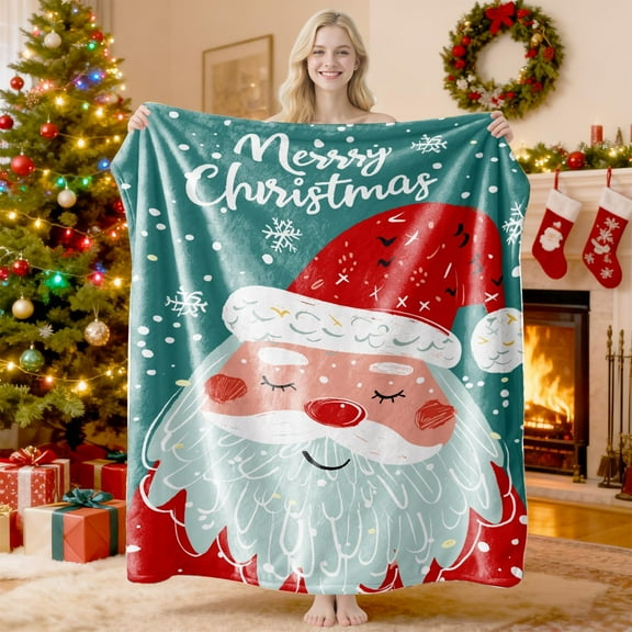 Soft Flannel Christmas Blanket Digital Print Holiday Throw 75x100cm Warm Fleece Blanket Bed Sofa Decor Cozy Plush Blanket Seasonal