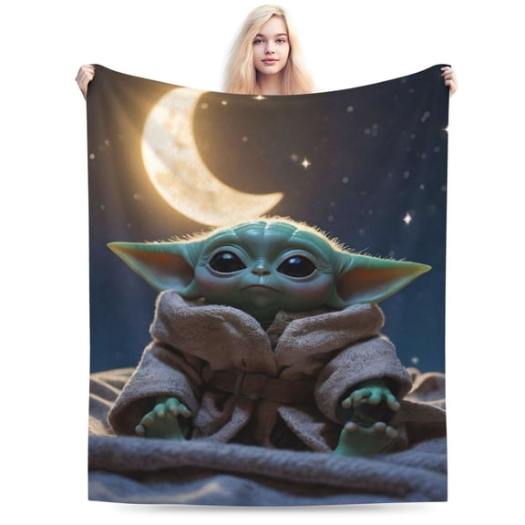 Soft Flannel Fleece Ba-by Blanket Yoda Comfort Plush Throw Home Decor for Bed Sofa 60"x50"