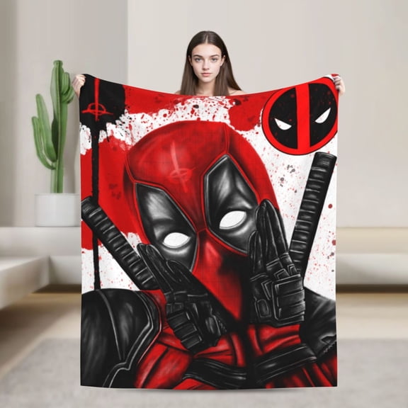 Soft Flannel Fleece Blanket Deadpool Comfort Plush Throw Home Decor for Bed Sofa 50"x40"