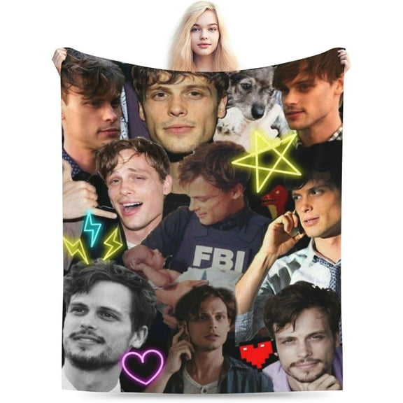 Soft Flannel Fleece Blanket Matthew-Gray-Gubler Plush Throw Cozy Blankets for Couch Sofa 80"x60"