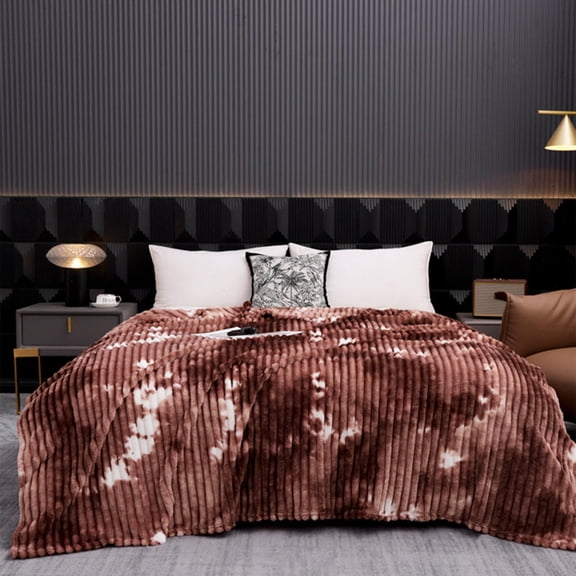 Soft Flannel Fleece Blanket, Striped Comfortable Throw for Couch, Warm Lightweight Bedding for Living Room and Bedroom