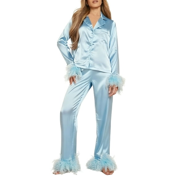 Soft Flannel Pajama Set for Women - Lapel Shirt & Elastic Pants, Sister/Mother Sleep Loungewear