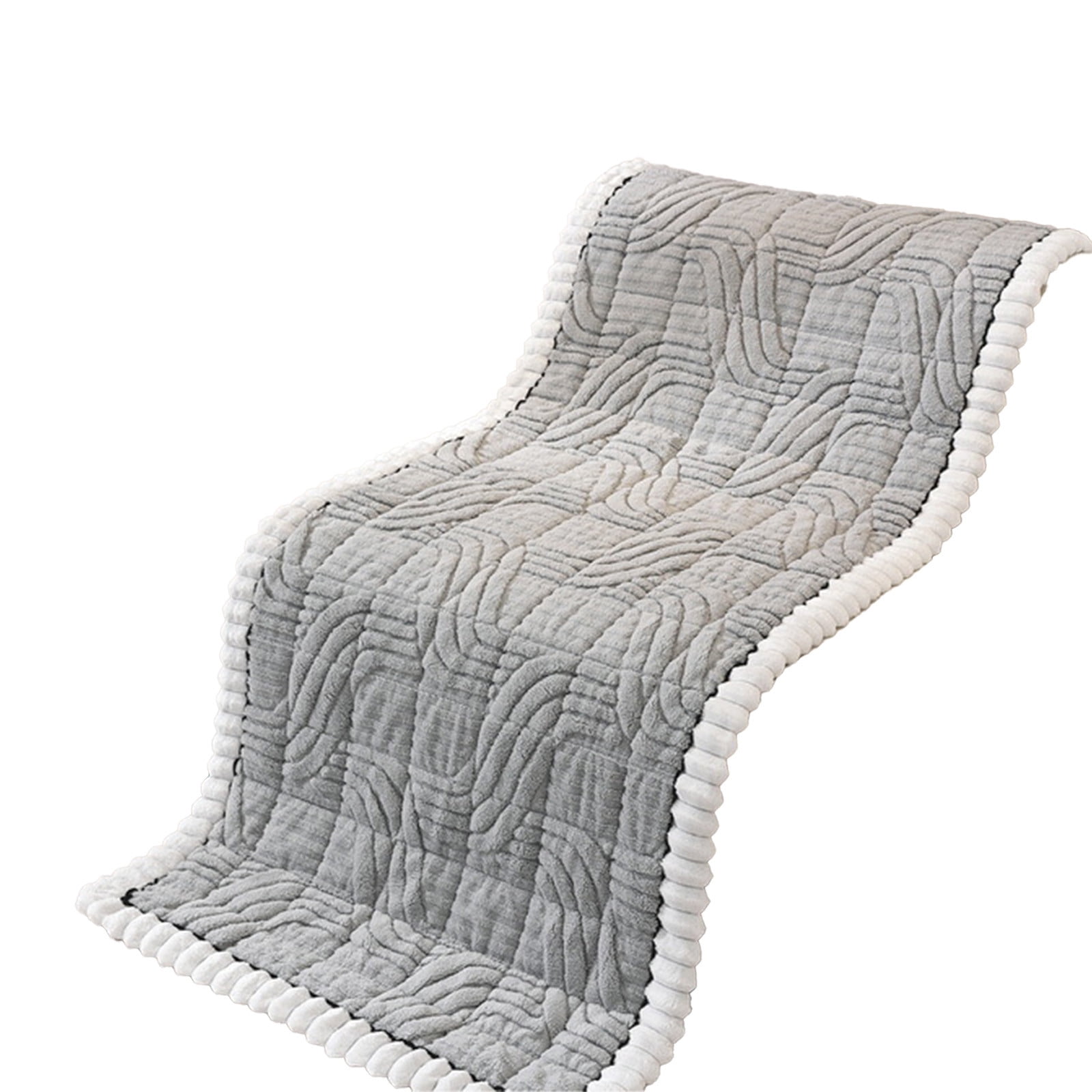Soft Flannel Sofa Cushion One-Piece Thickened Plush Seat Pad for Couch Loveseat Recliner Warm Winter Cover Non-Slip Bottom Machine Washable Home Decor