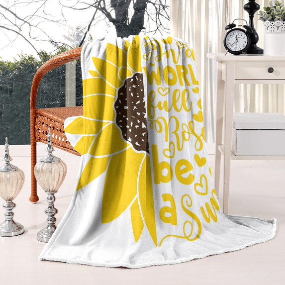 Soft Flannel Sunflower Blanket: Perfect 50x60in Throw Blanket for Bed, Sofa, Office Beautiful Couch Blanket Gift for Women