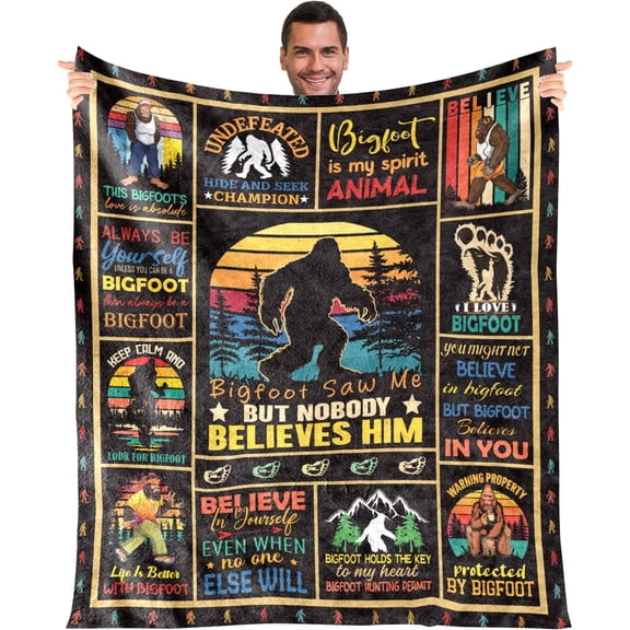 Soft Flannel Throw Blanket Retro Bigfoot Funny Quote Plush Cozy Warm Blanket For Couch Bed Sofa Home Decor Gift For Bigfoot Lovers
