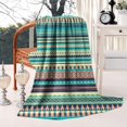 thumbnail image 1 of Soft Flannel Throw with Boho Stripes -50x60in Blanket Warm Bed Blanket for Couch Sofa - Lightweight, Vintage Abstract Design, 1 of 5