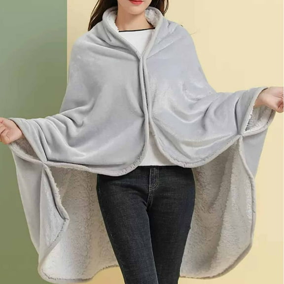 Soft Flannel Wearable Blanket Shawl with Button Closure for Home, Travel, and Outdoor Use