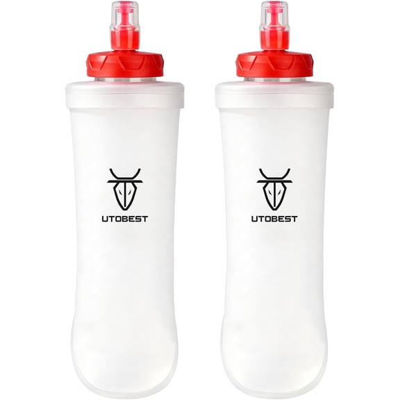 Soft Flask, Flexible TPU Hydration Water Bottle 2 Pack, Collapsible for Running, Hiking, Cycling, Climbing, and Marathon (Tranparent-500ml)