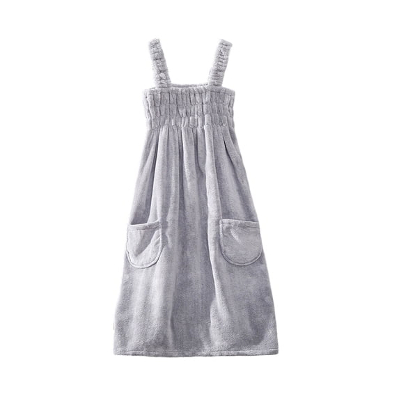 Soft Fleece Bath Skirt with Pockets and Adjustable Straps, Absorbent Wrap Towel for Spa, Shower, Pool, Travel, and Home Use