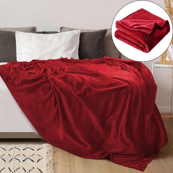 Soft Fleece Bed Blankets Queen Size red - Soft Warm Winter Blanket Lightweight Cozy Luxury Microfiber, Room Home Decor Christmas Decorations Gifts for Women and Men, 29.5x39.3 inches