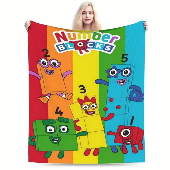 Soft Fleece Blanket - Educational Number Blocks Design All-Season Cozy Throw for Home, Office, Travel & Gift Giving