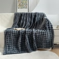 thumbnail image 1 of Soft Fleece Blanket, Plush Thick Nap Blanket, Premium Polyester Striped Throw for Bed Sofa Machine Washable Quick Dry, Gray, 1 of 6