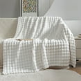 thumbnail image 1 of Soft Fleece Blanket, Plush Thick Nap Blanket, Premium Polyester Striped Throw for Bed Sofa Machine Washable Quick Dry, White, 1 of 6