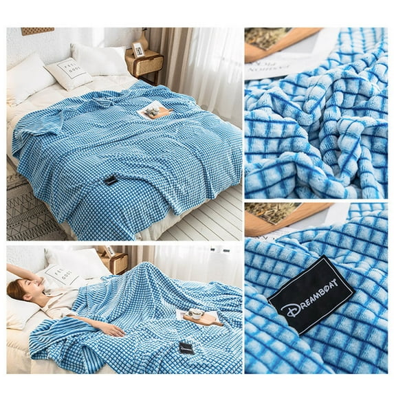 Soft Fleece Blanket, Thick Warm Microfiber Blanket for All Seasons, 100x120cm/39.4x47.2in, 1-Pack