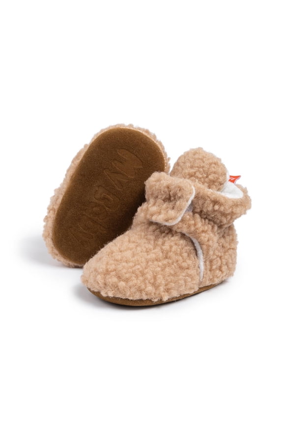 Soft Fleece Booties Stay On Slippers Socks Shoes First Walkers Winter Ankle Crib Shoes