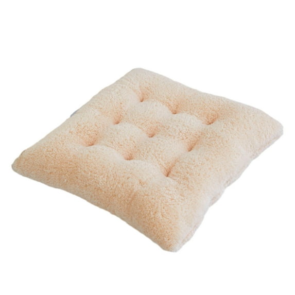 Soft Fleece Chair Pad with Ties, Fluffy Thick Sherpa Wool Square Seat Cushion for Winter Comfy Plush Cushion Pads for Home Office Chair (16"x16", Yellow)