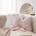 thumbnail image 1 of Soft Fleece Decorative Pillow with Bow, Pink and White (2 Count), 1 of 12