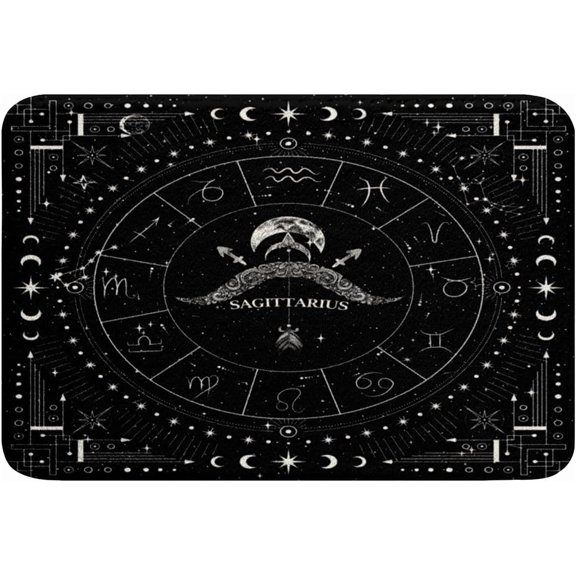 Soft Fleece Door Carpet Polyester Bath Rug With Moon And Star Pattern Non Slip Universe Cloud Galaxy Bathroom Floor Indoor Doormat, 16x24 Inch