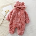 thumbnail image 1 of Soft Fleece Hooded Jumpsuit Long Sleeve Zip Up Cute Animal Baby Romper Winter Sleepwear Winter Outfit for Christmas or Halloween 3-6 Months, 1 of 3