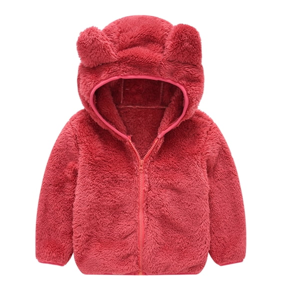 Soft Fleece Jacket Coat For Baby Boys Girls Clearance Sale Toddler Baby Boys Girls Solid Color Plush Cute Bear Ears Winter Hoodie Thick Coat Jacket 12-18 Months