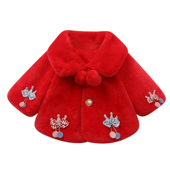 Soft Fleece Jacket Coat For Baby Girls Clearance Sale Toddler Girls Solid Color Plush Cute Strawberry Keep Warm Winter Hoodie Thick Coat Cloak 6-9 Months