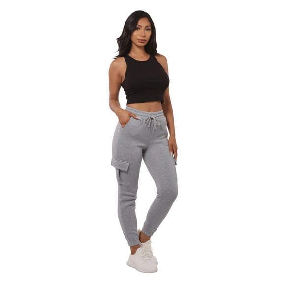 Soft Fleece Lined Cargo Sweatpants - Light Heather Gray