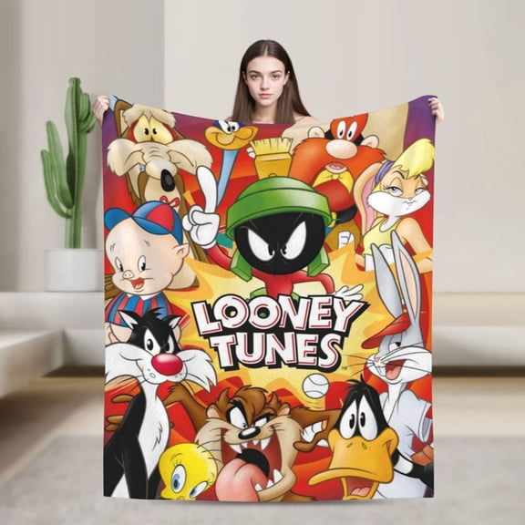 Soft Fleece Plush Throw Looney Tunes Cartoons Fluffy Blanket for Couch Sofa Bed Office 40"x30"