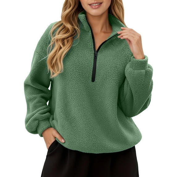 Soft Fleece Pullover Hoodie Long Sleeve Casual Outerwear Lightweight Warm Jacket Cozy Loungewear Top For Everyday ComfortGreenS