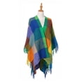 thumbnail image 1 of Soft Fleece Ruana Blanket Wrap Cozy Shawl Color Block Rainbow, 1 of 4