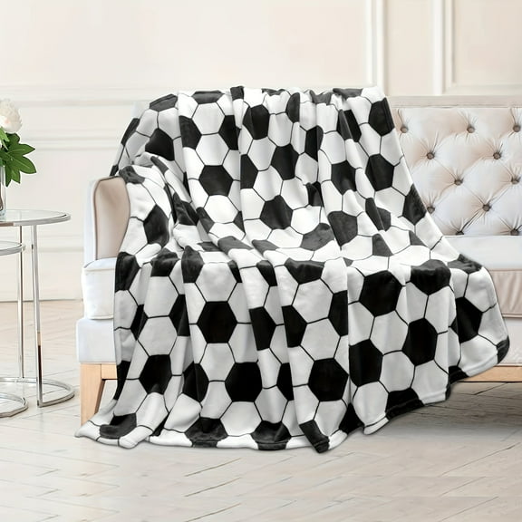 Soft Fleece Soccer Blanket, Throw Blanket for Man Women, Soccer Lovers, Soccer Decor for Bedroom, Christmas Presents, New Year's Presents