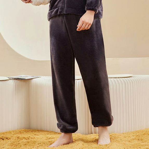 Soft Fleece Sweatpants Women High Elastic Waisted Lounge Pajama Yoga Pants 2023 Fall Winter Drawstring Casual Loose Fit Cinch Bottom Trousers