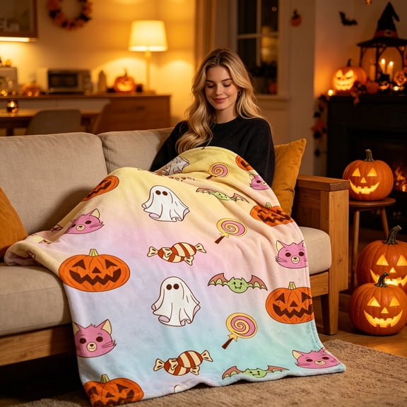 Soft Fleece Throw Blanket, All Season Cozy Wrap, Sofa Couch Bed Throw Indoor Outdoor, Lightweight Warm Fabric Beautiful, Autumn Gothic Room Accent Versatile