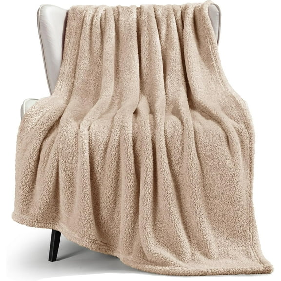 Soft Fleece Throw Blanket for Couch, Super Soft Velvet Plush Bed Blanket, Fuzzy Cozy and Warm for All Seasons, 50x60 Inches, Camel