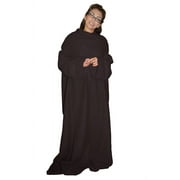 Soft Fleece Wearable Blanket with Sleeves - Plush Cozy Warmth & Comfort - Machine Washable, Lightweight Throw Wrap TV Blanket (Black)